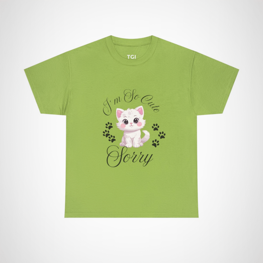 Charming graphic tee featuring an adorable white cat for cat lovers Kiwi colour