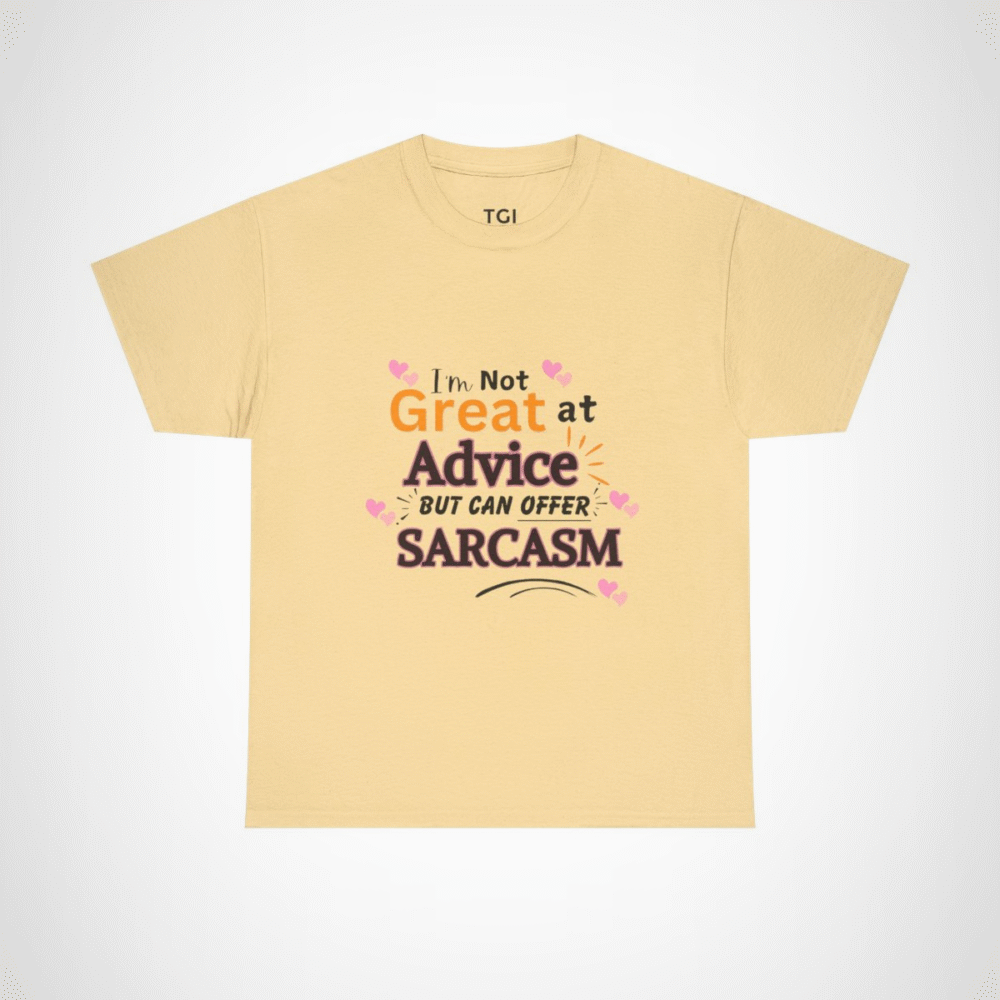Witty Sarcasm T-Shirt showcasing vibrant design perfect for humour lovers Yellow Haze colour