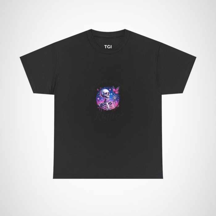 Cosmic Skeleton and Butterfly T-Shirt featuring unique art design Black colour