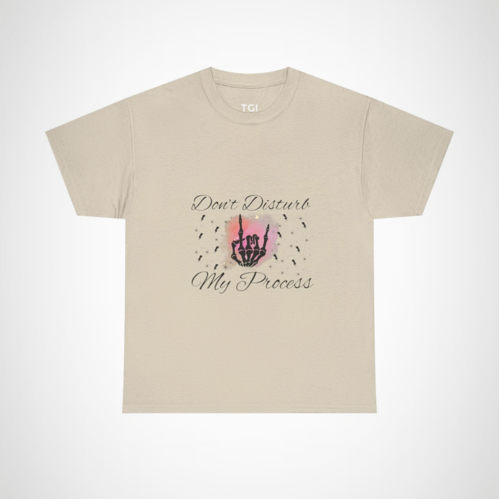 Radiant Skeleton Hand T-Shirt design on pastel background Sand colour