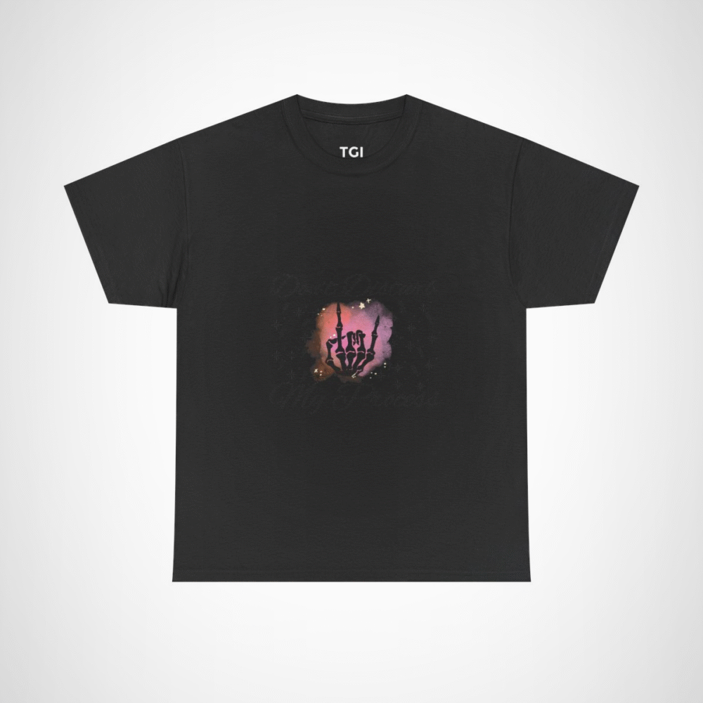 Radiant Skeleton Hand T-Shirt design on pastel background Black colour