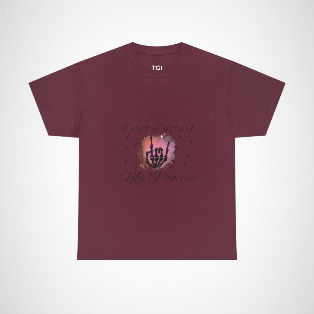 Radiant Skeleton Hand T-Shirt design on pastel background Maroon colour