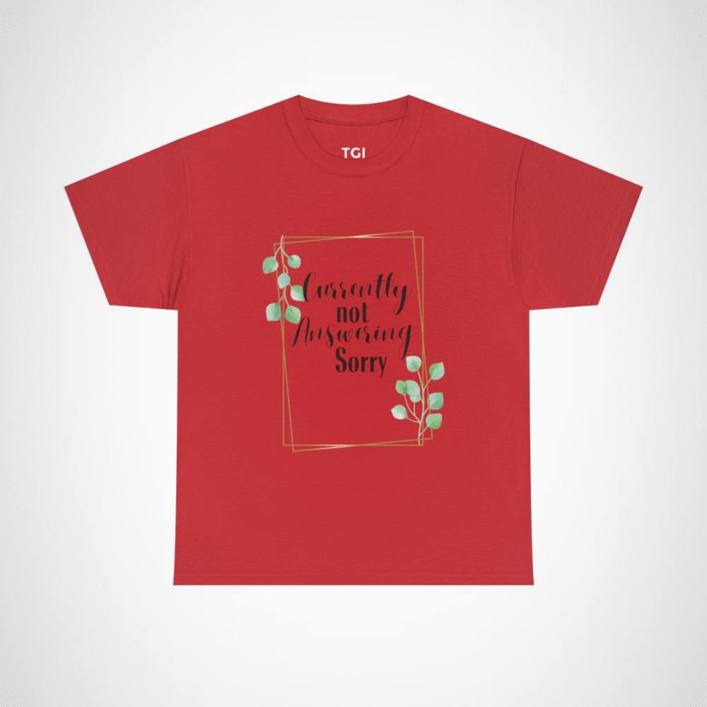 Elegant Leaf Frame T-Shirt designed for nature enthusiasts Red colour