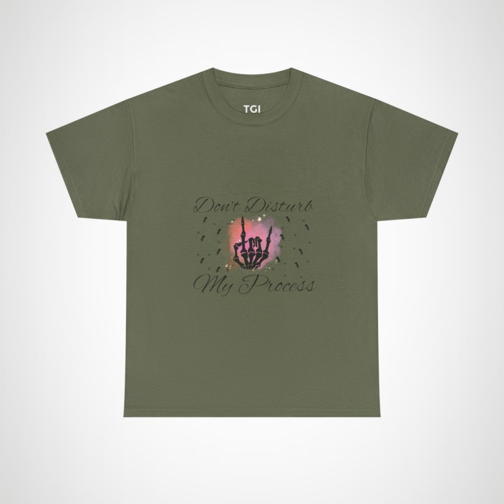 Radiant Skeleton Hand T-Shirt design on pastel background Military Green colour