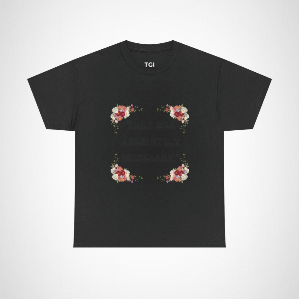 Floral Elegance T-Shirt showcasing vibrant blooms for spring fashion Black colour