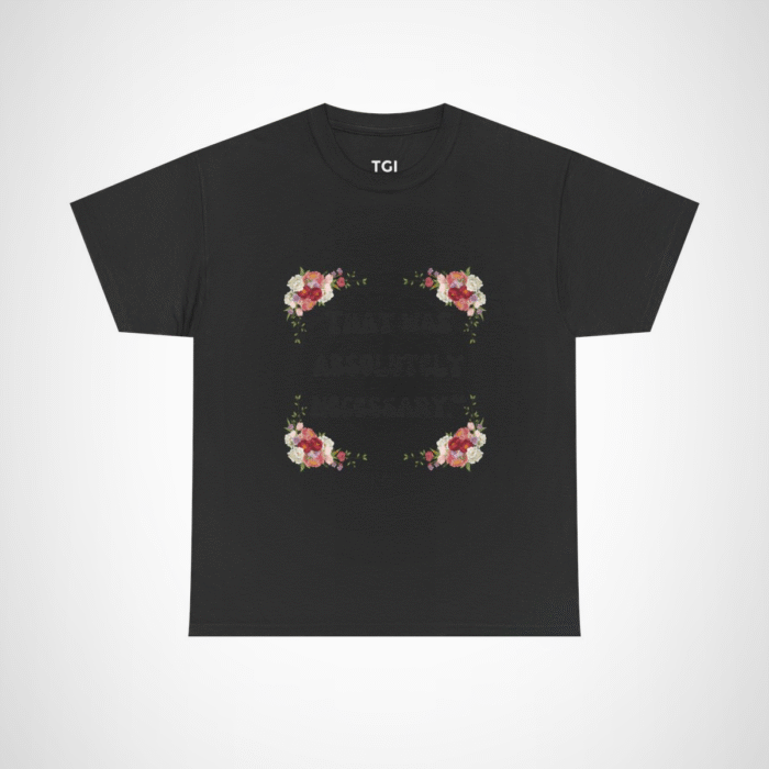 Floral Elegance T-Shirt showcasing vibrant blooms for spring fashion Black colour
