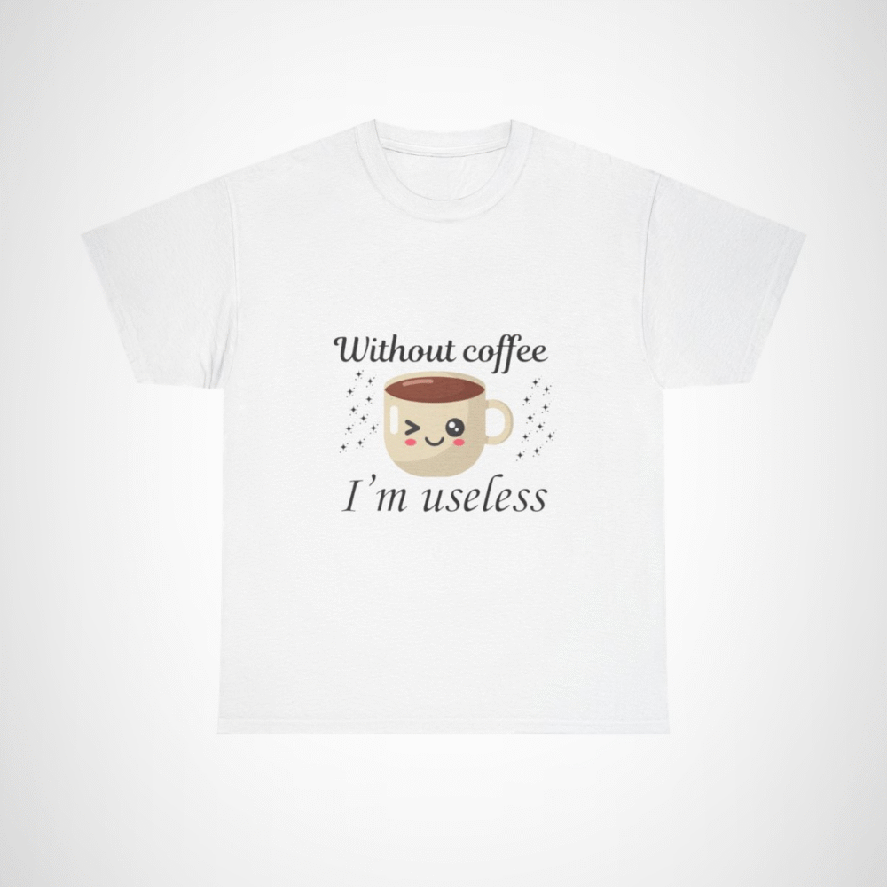 Winking coffee cup design on a soft t-shirt White colour