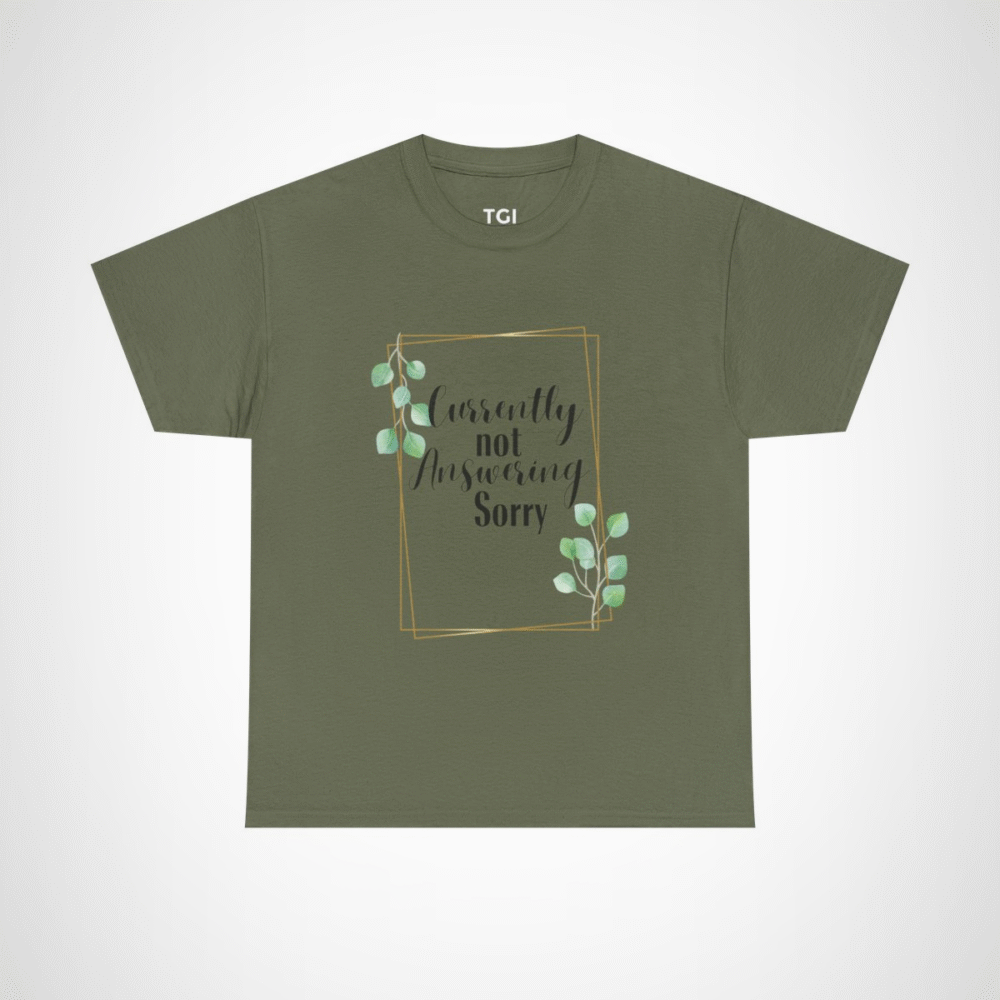 Elegant Leaf Frame T-Shirt designed for nature enthusiasts Military Green colour