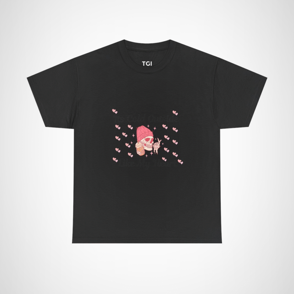Edgy skull graphic tee with ice cream and beanie design Black colour