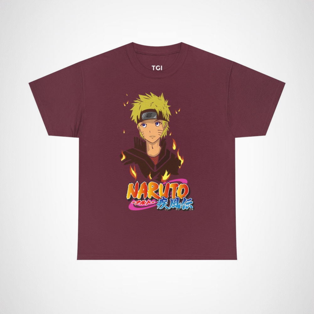 Naruto Inspired Graphic T-Shirt for Anime Fans Maroon colour