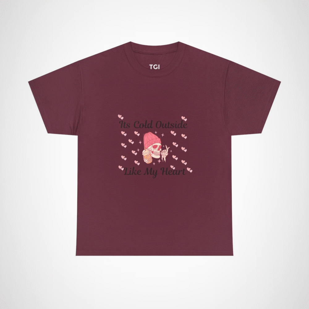 Edgy skull graphic tee with ice cream and beanie design Maroon colour