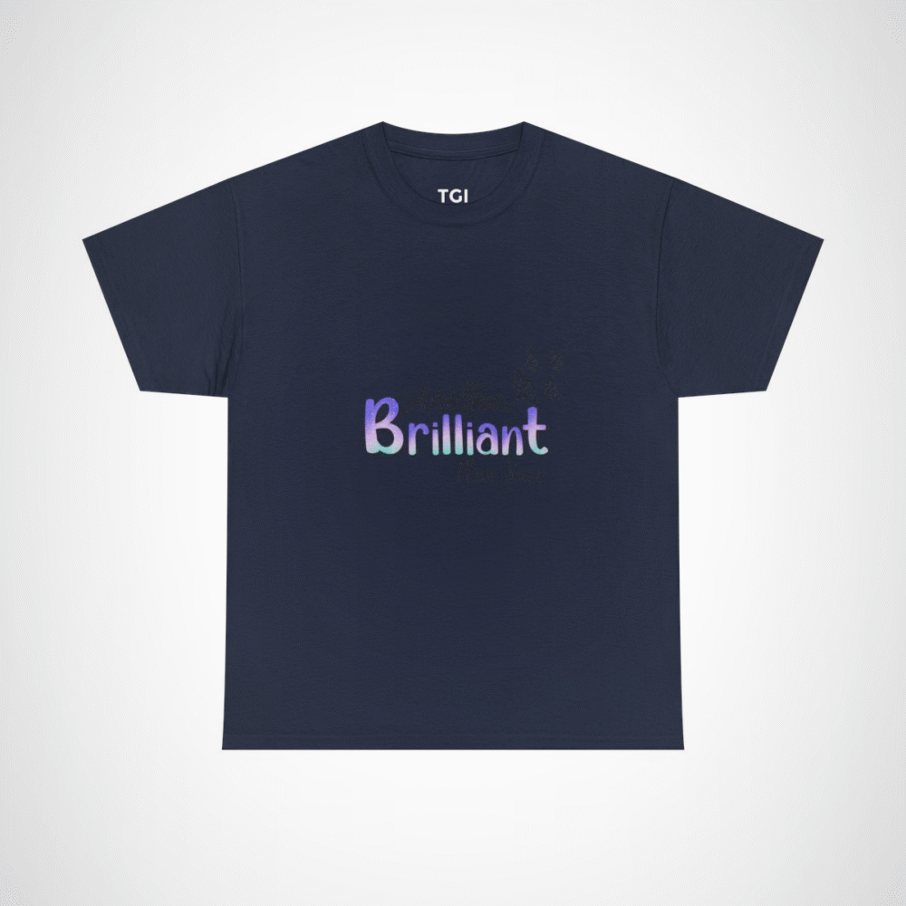 Brilliant Text T-Shirt with Shimmering Design Navy colour