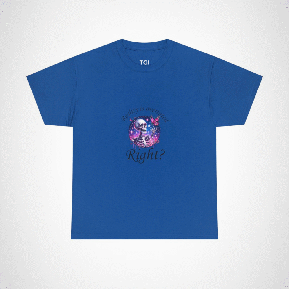 Cosmic Skeleton and Butterfly T-Shirt featuring unique art design Royal colour