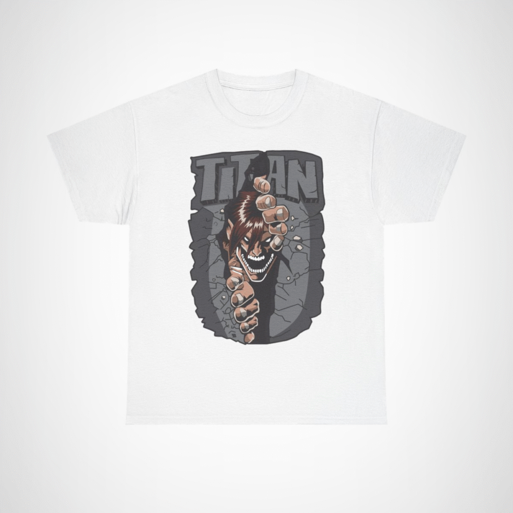Epic Titan Breaking Through T-Shirt featuring a dramatic Titan design White colour