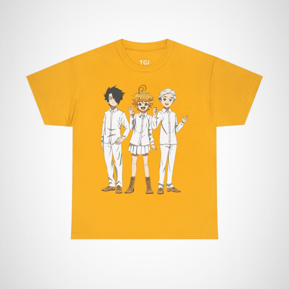 Cute Anime Trio T-Shirt designed for anime lovers Gold colour
