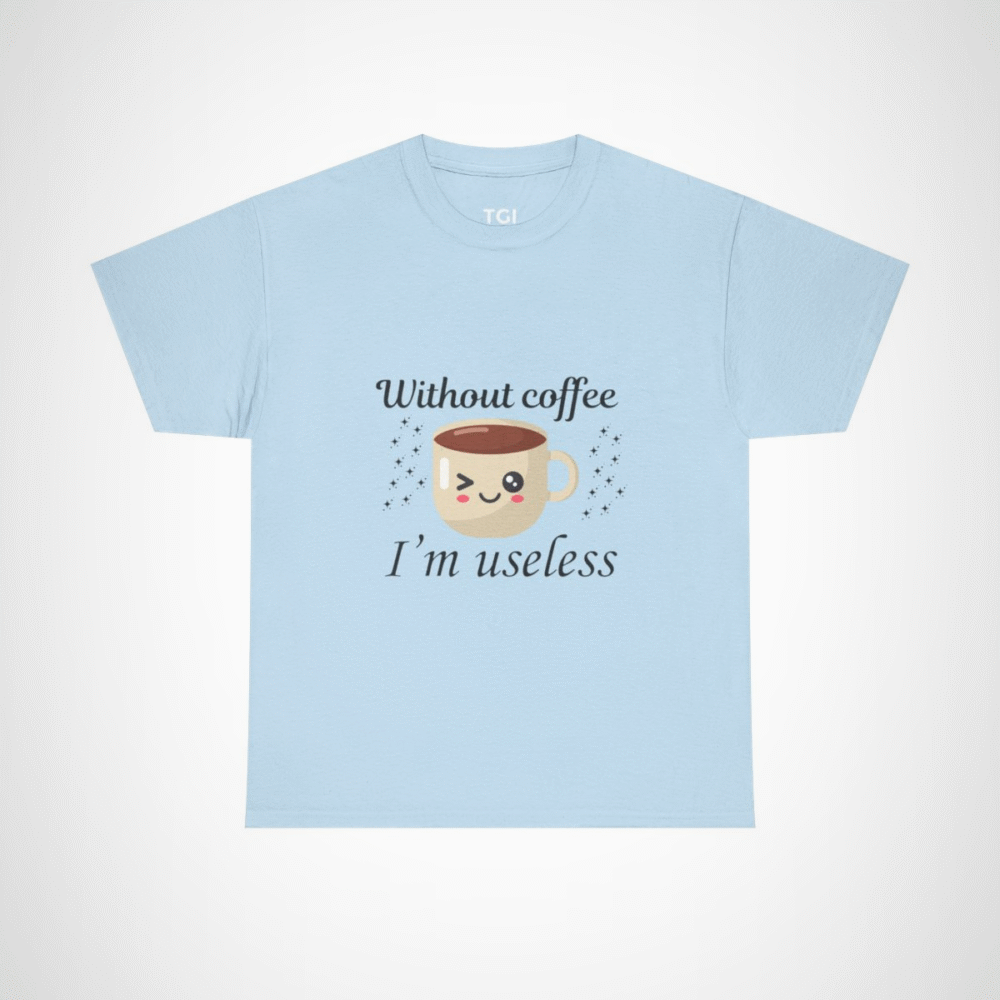 Winking coffee cup design on a soft t-shirt Light Blue colour