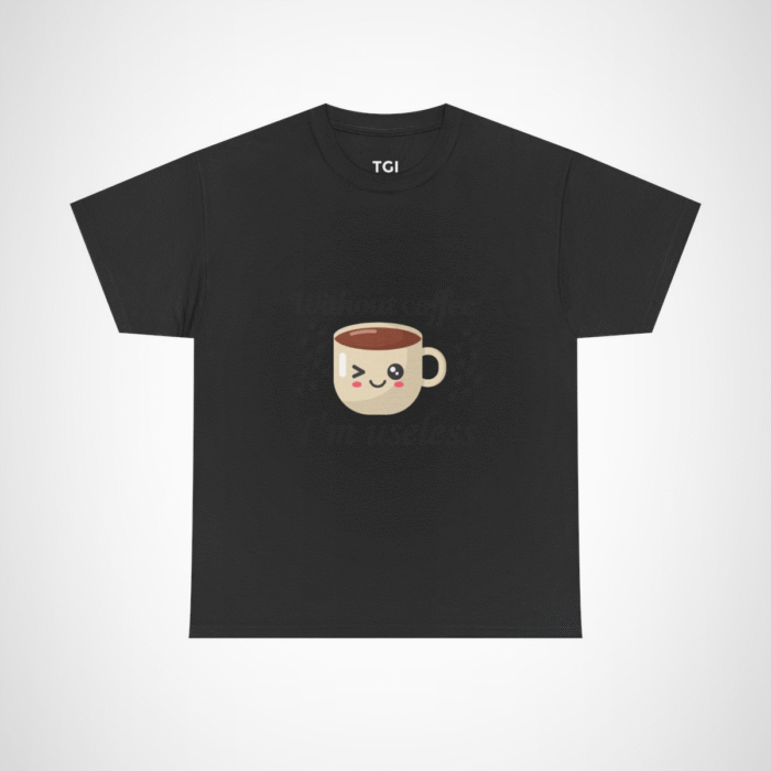 Winking coffee cup design on a soft t-shirt Black colour