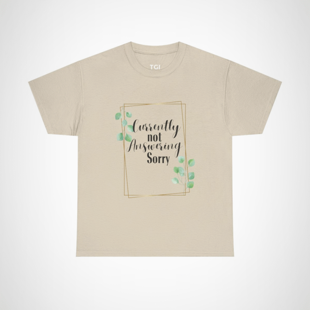 Elegant Leaf Frame T-Shirt designed for nature enthusiasts Sand colour