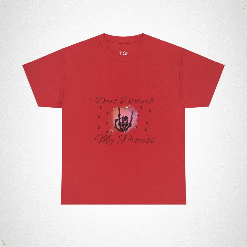 Radiant Skeleton Hand T-Shirt design on pastel background Red colour