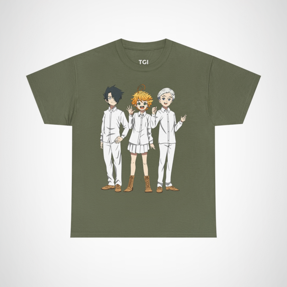 Cute Anime Trio T-Shirt designed for anime lovers Military Green colour