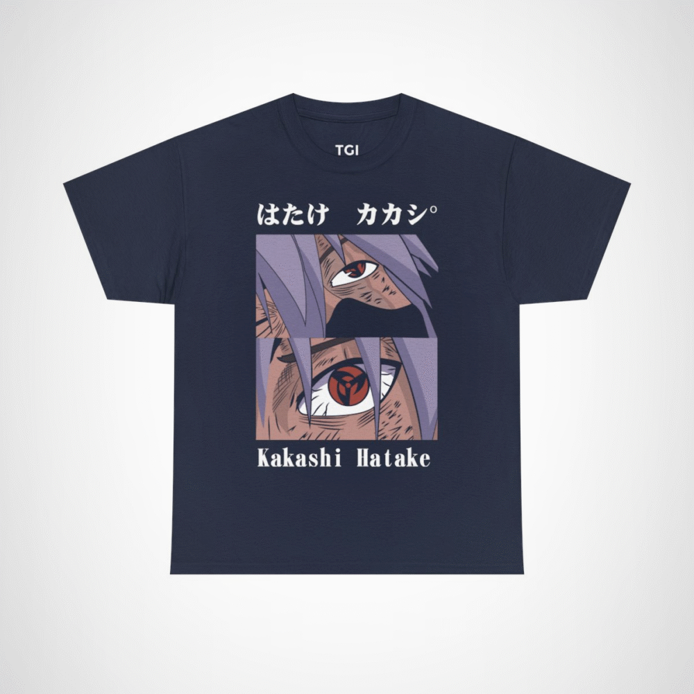 Kakashi Hatake graphic t-shirt featuring iconic character design Navy colour