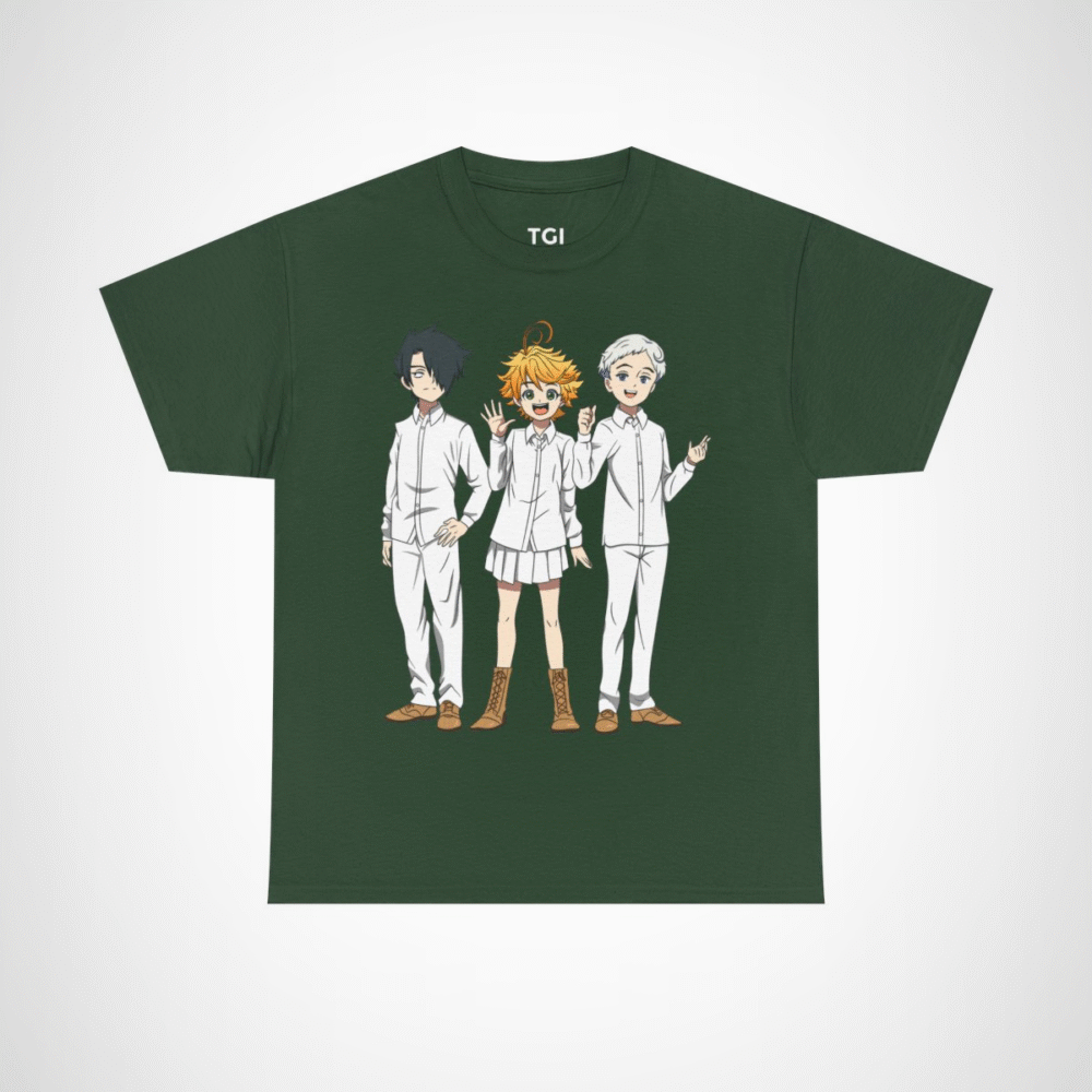 Cute Anime Trio T-Shirt designed for anime lovers Forest Green colour