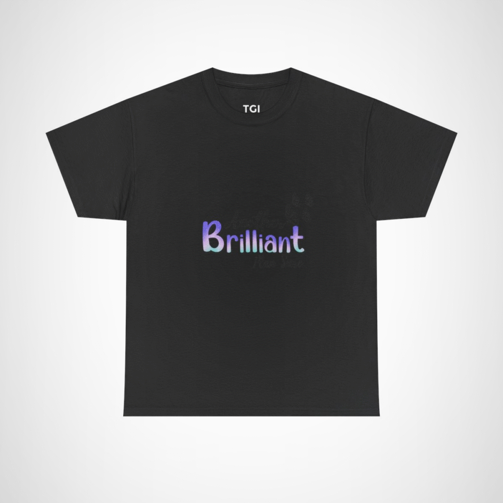 Brilliant Text T-Shirt with Shimmering Design Black colour