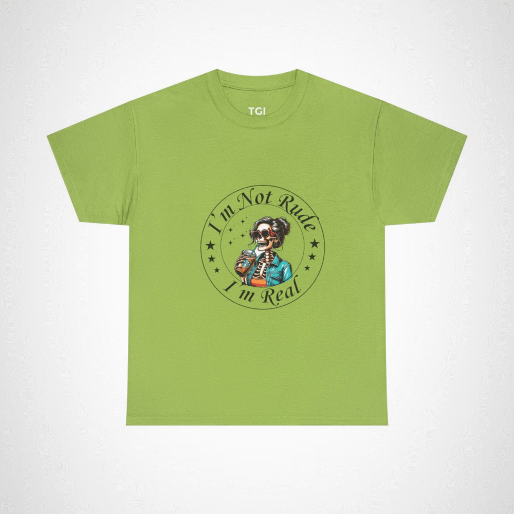 Chic skeleton t-shirt featuring skeleton with iced coffee Kiwi colour