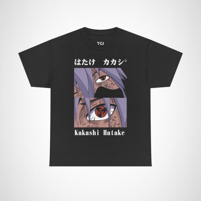 Kakashi Hatake graphic t-shirt featuring iconic character design Black colour