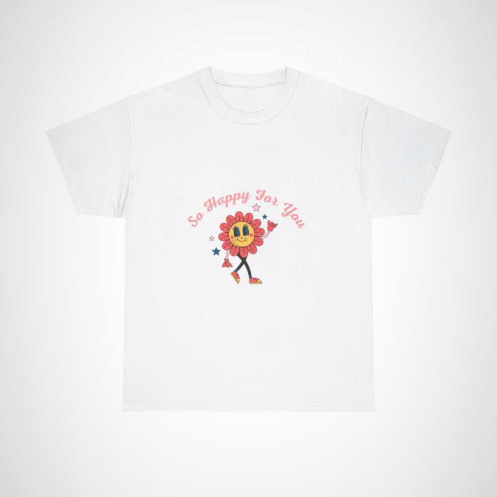 So Happy For You Flower Graphic Tee depicting a smiling flower design White colour