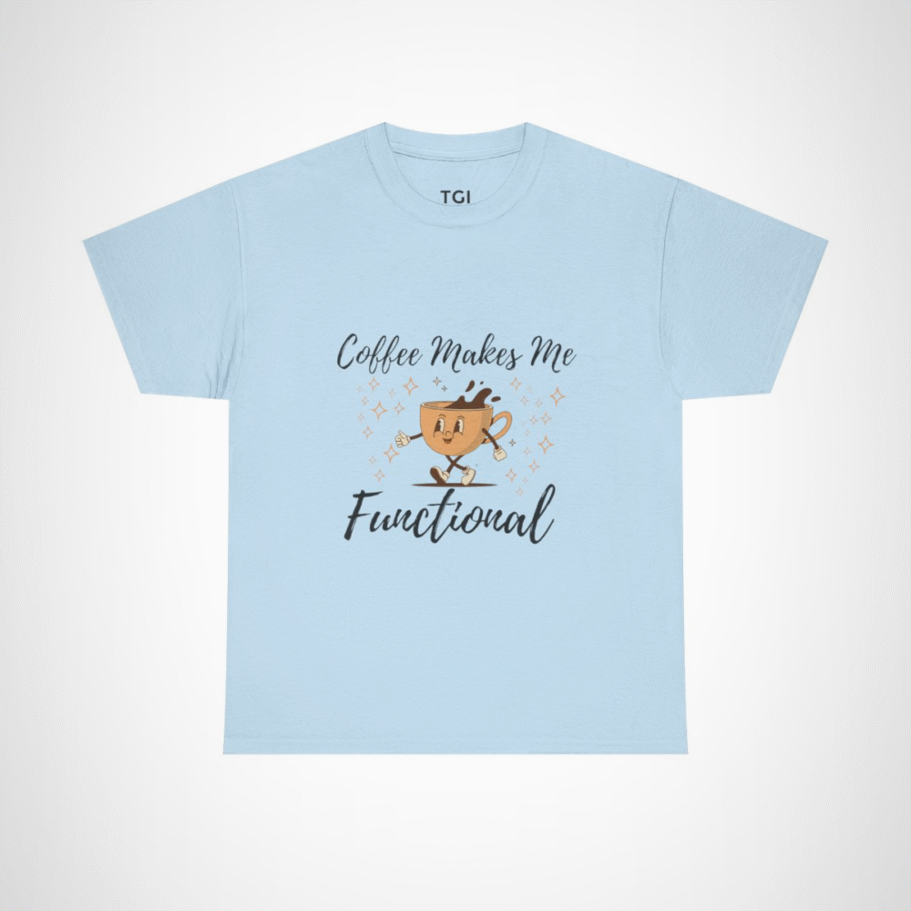 Cute running coffee cup t-shirt for coffee lovers Light Blue colour
