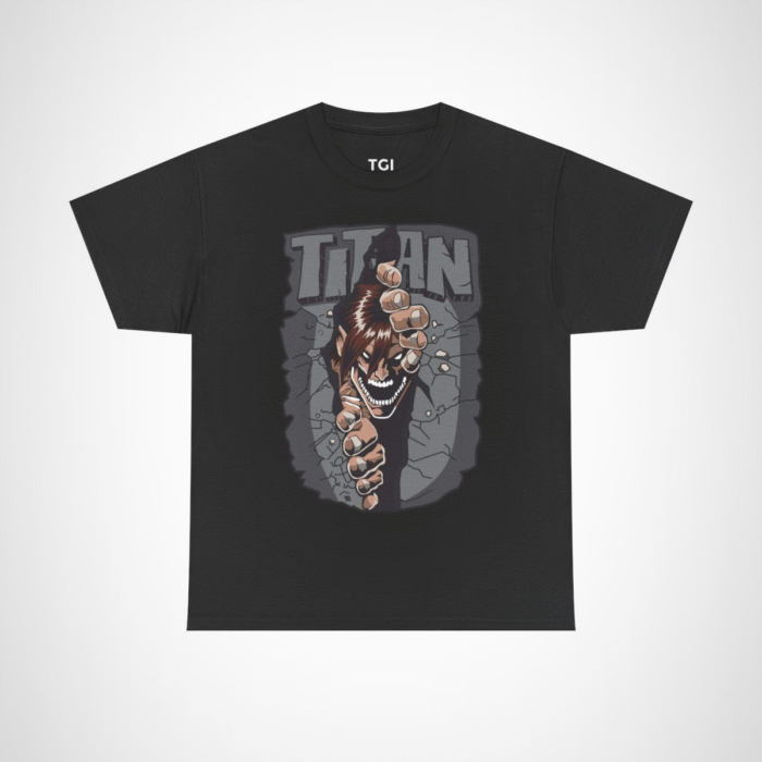 Epic Titan Breaking Through T-Shirt featuring a dramatic Titan design Black colour