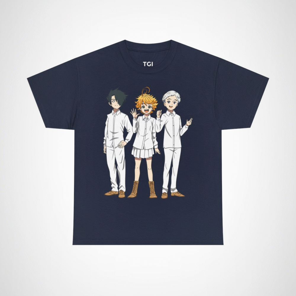 Cute Anime Trio T-Shirt designed for anime lovers Navy colour
