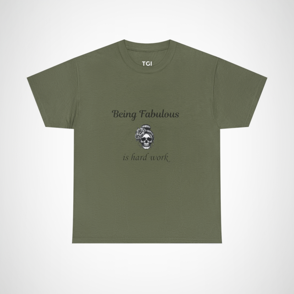 Gothic Skull and Roses Vintage T-Shirt with intricate design Military Green colour