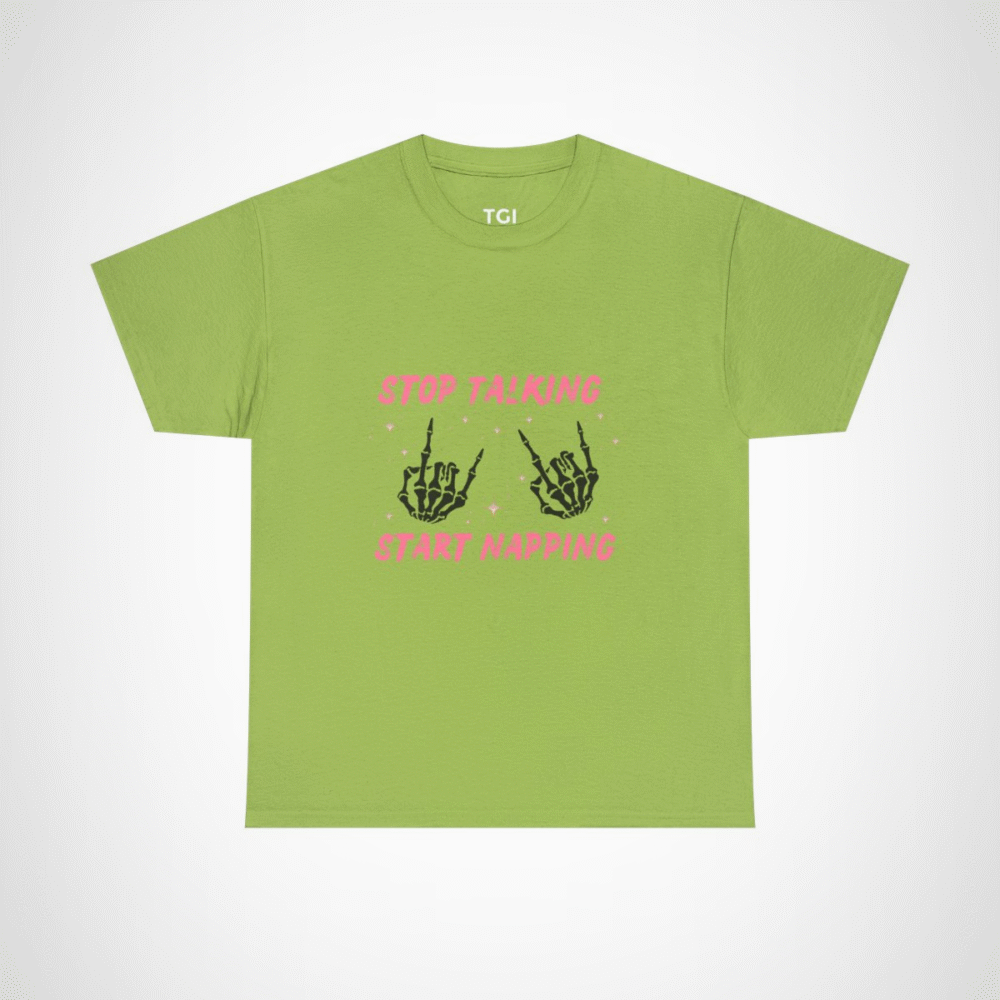 Funny Stop Talking Start Napping T-Shirt for Sleep Lovers Kiwi colour