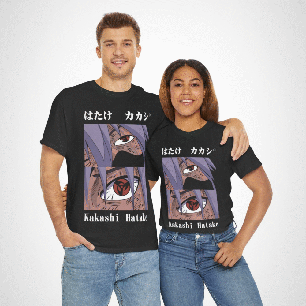 Kakashi Hatake graphic t-shirt featuring iconic character design