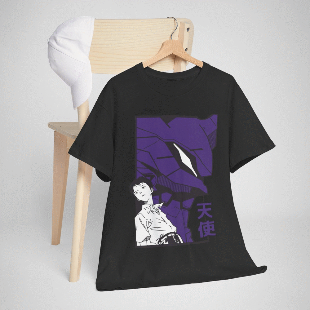 Shinji and Eva Unit-01 artwork on soft fabric t-shirt