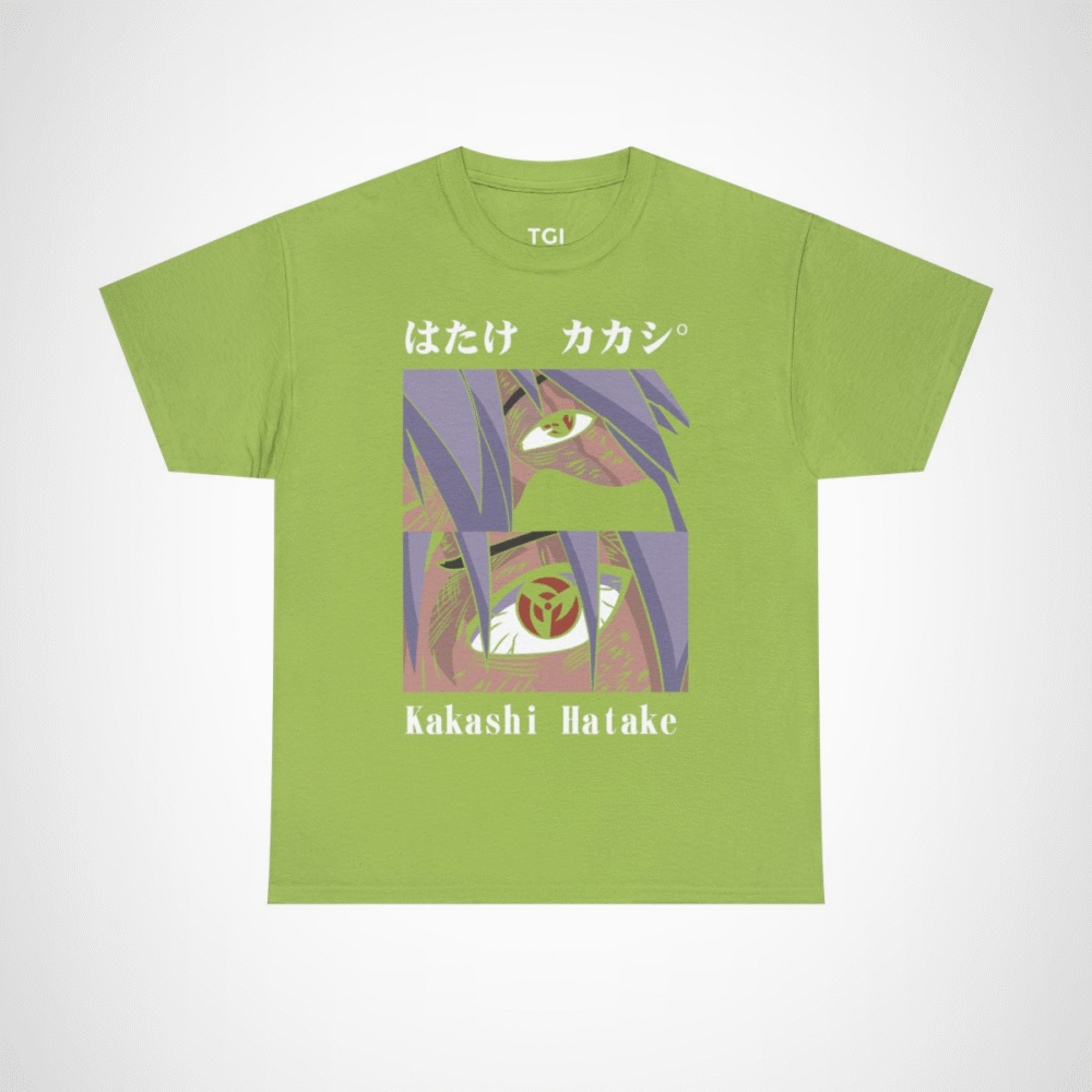 Kakashi Hatake graphic t-shirt featuring iconic character design Kiwi colour