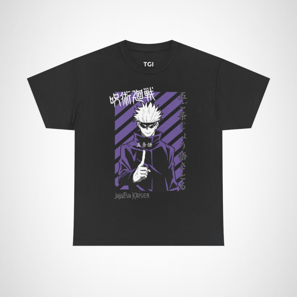Jujutsu Kaisen Gojo Satoru T-Shirt design featuring anime character Black colour