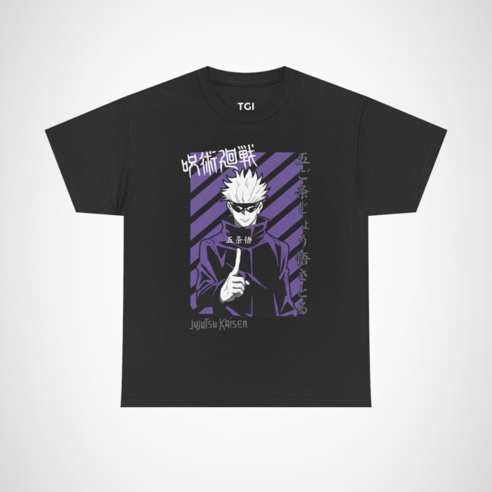 Jujutsu Kaisen Gojo Satoru T-Shirt design featuring anime character Black colour