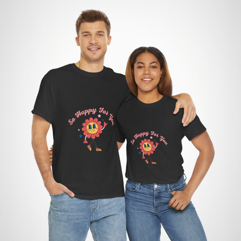 So Happy For You Flower Graphic Tee depicting a smiling flower design