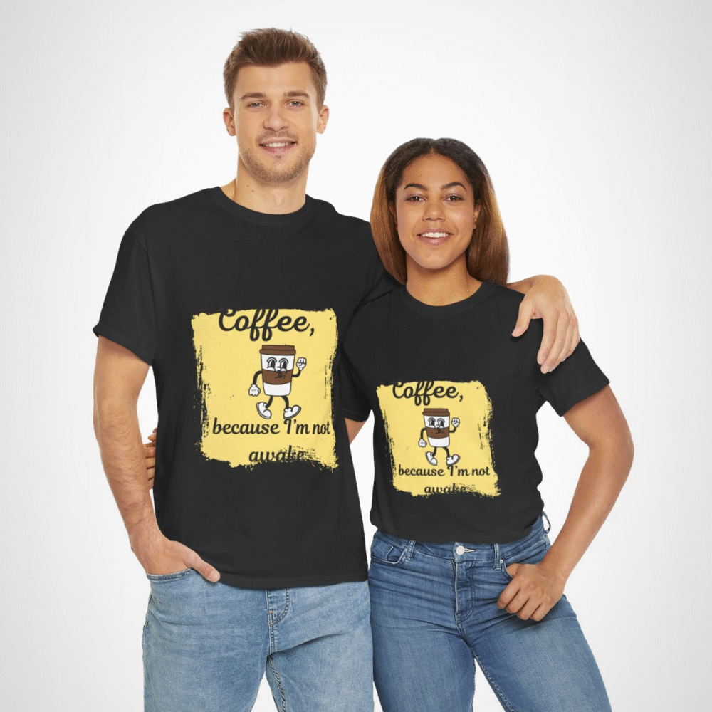 Coffee Lover's Tee with a whimsical coffee cup design