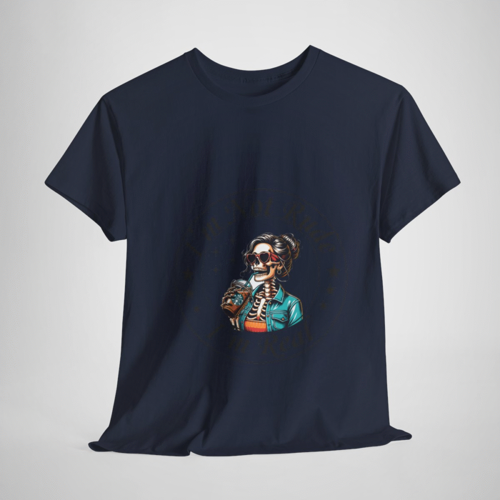Chic skeleton t-shirt featuring skeleton with iced coffee
