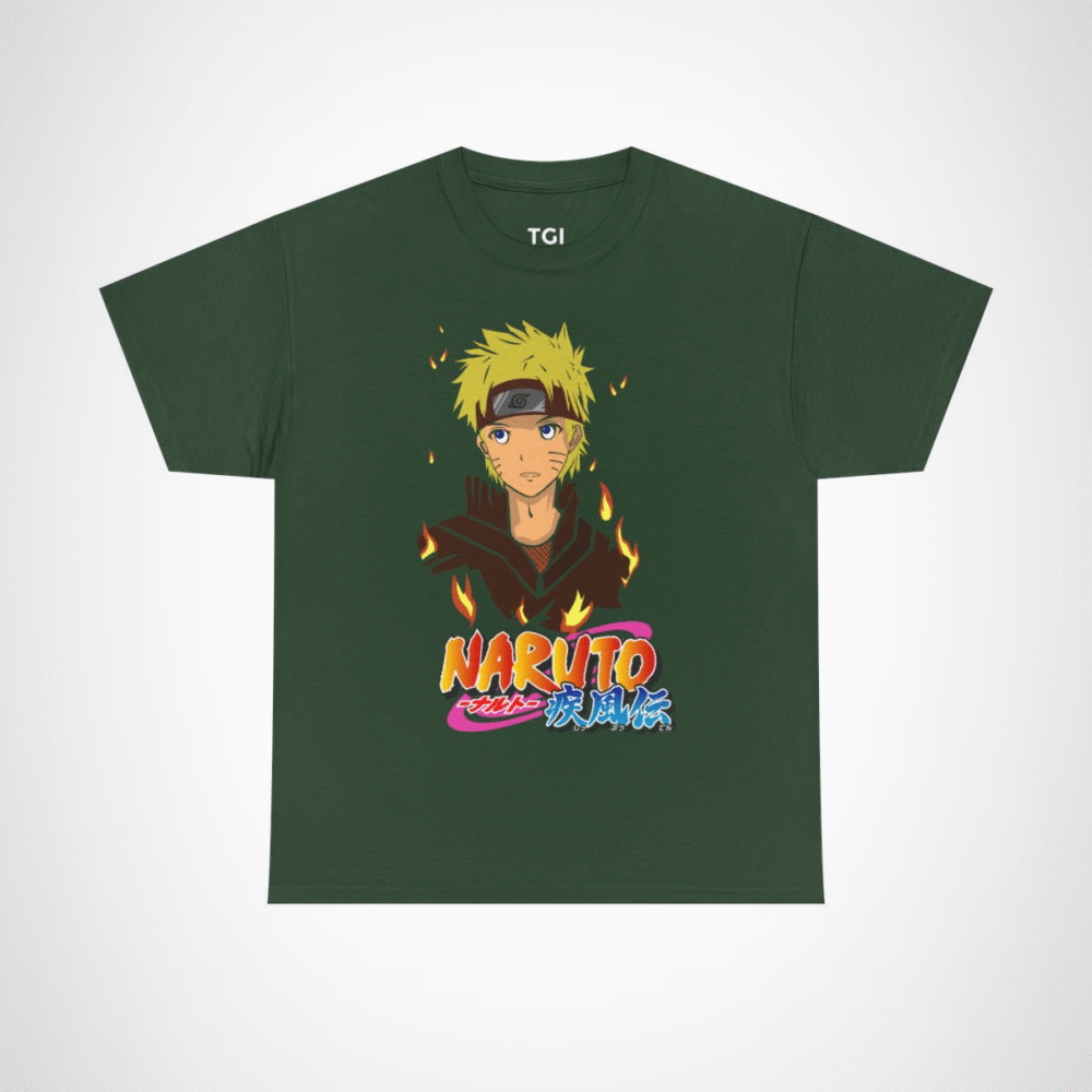 Naruto Inspired Graphic T-Shirt for Anime Fans Forest Green colour