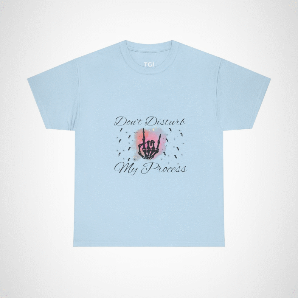 Radiant Skeleton Hand T-Shirt design on pastel background Light Blue colour