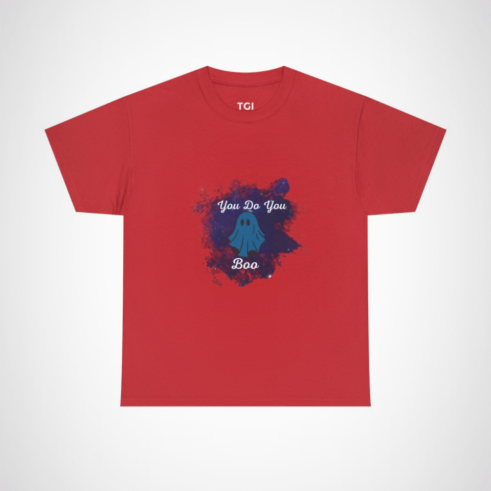 You Do You Boo ghost t-shirt with blue ghost design Red colour