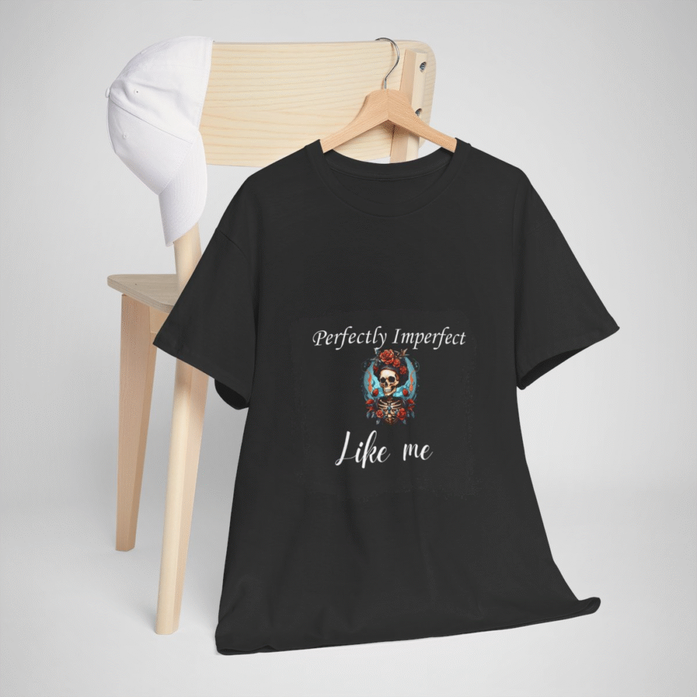 Perfectly Imperfect Skull T-Shirt featuring a skull adorned with roses