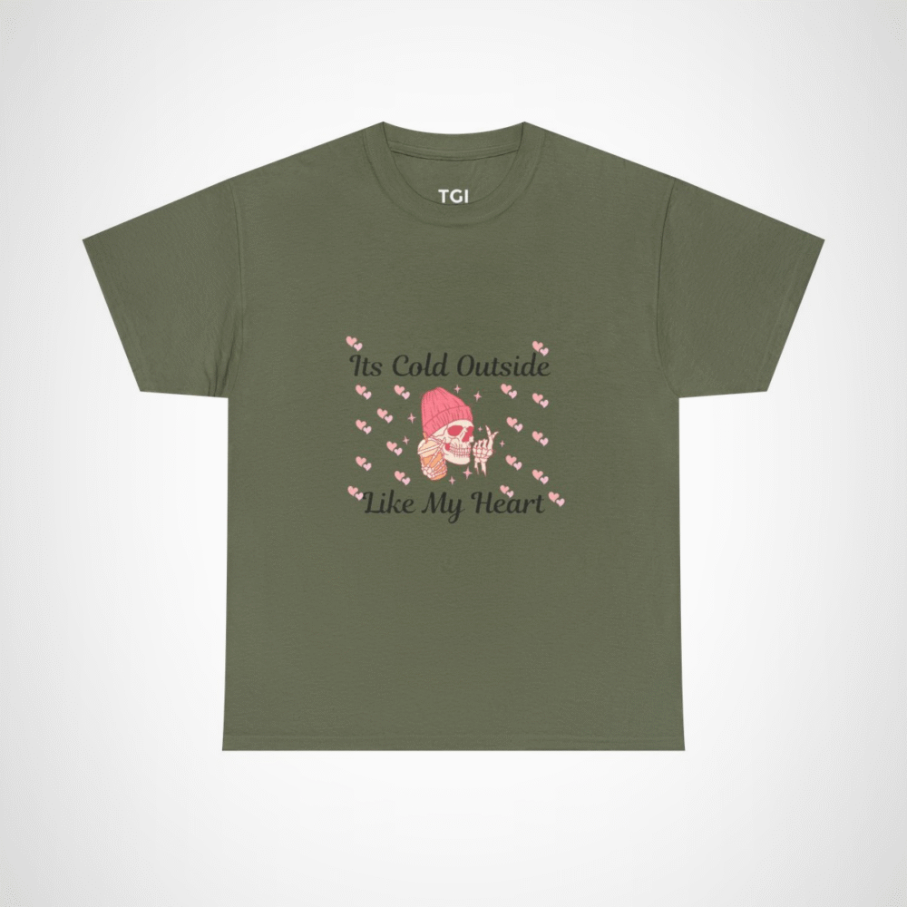 Edgy skull graphic tee with ice cream and beanie design Military Green colour