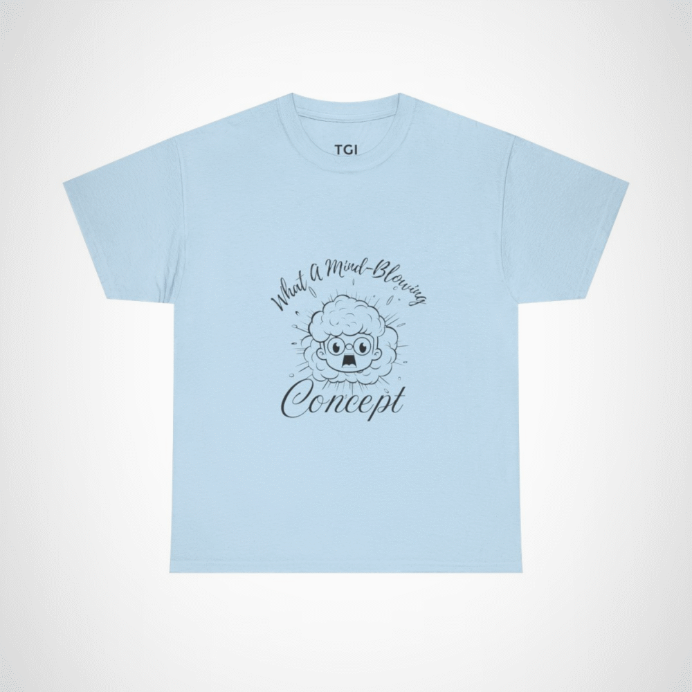 Explosive Genius Graphic Tee featuring a quirky character and vibrant design Light Blue colour
