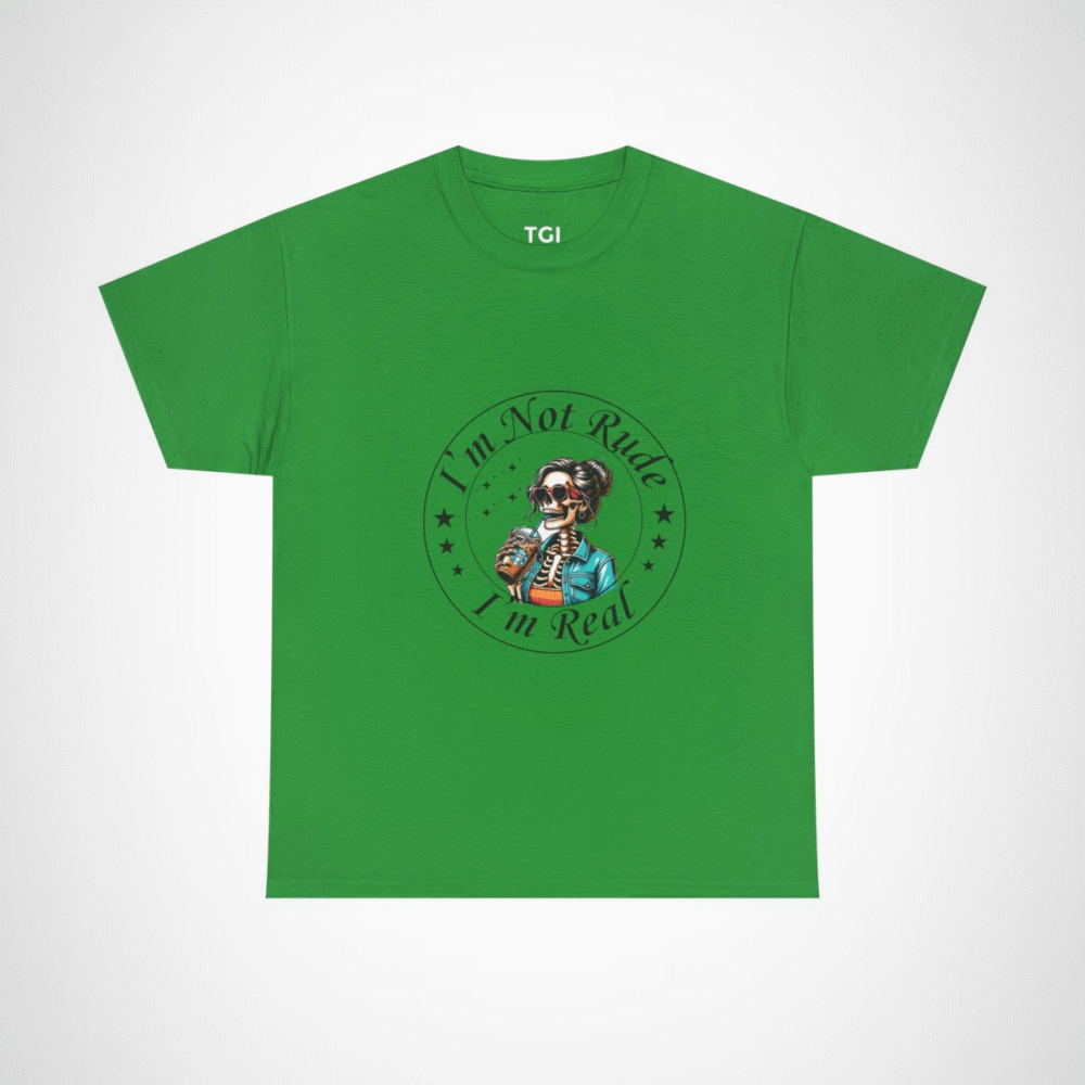 Chic skeleton t-shirt featuring skeleton with iced coffee Irish Green colour
